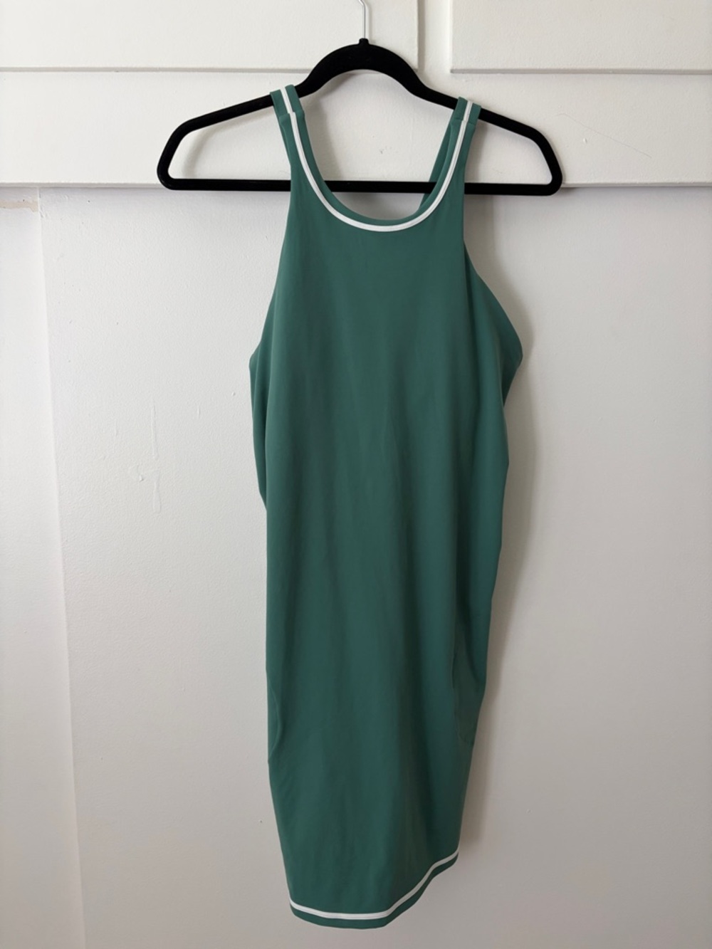 Vuori Teal Midi Racerback Dress with White Trim